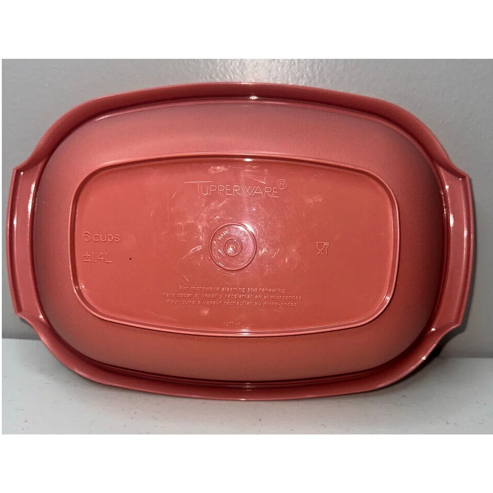 Vintage Tupperware Microwave Food Steamer 6 Cup Dusty Pink 3-Piece 1273-3